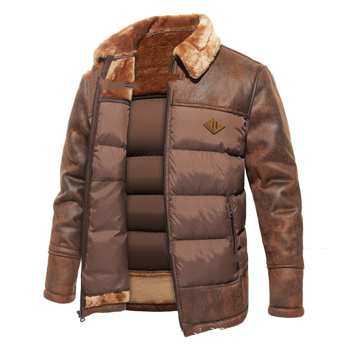 2023 Autumn And Winter Men's Lapel Fur Integrated Fashionable Jacket
