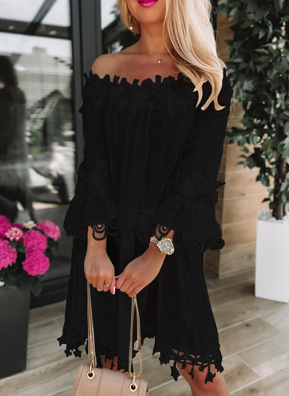 New Tube Top Off Shoulder Lace Dress