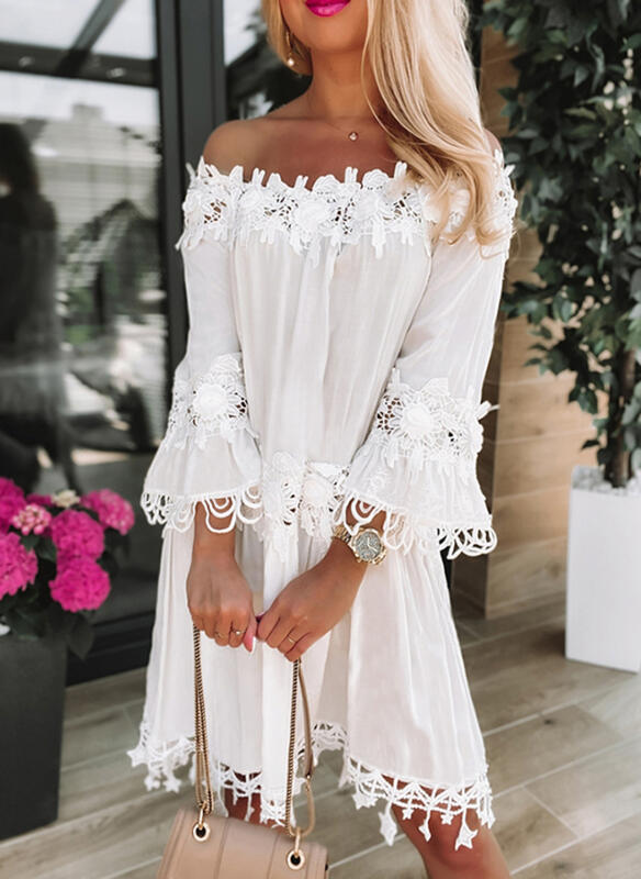 New Tube Top Off Shoulder Lace Dress