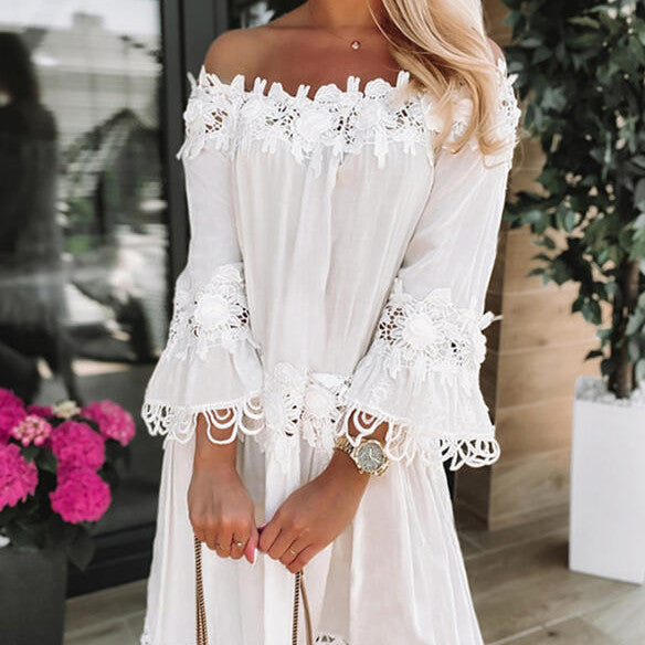 New Tube Top Off Shoulder Lace Dress