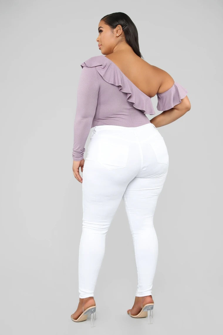 Plus Size New Fashion High Elastic Denim Skinny Pants Women