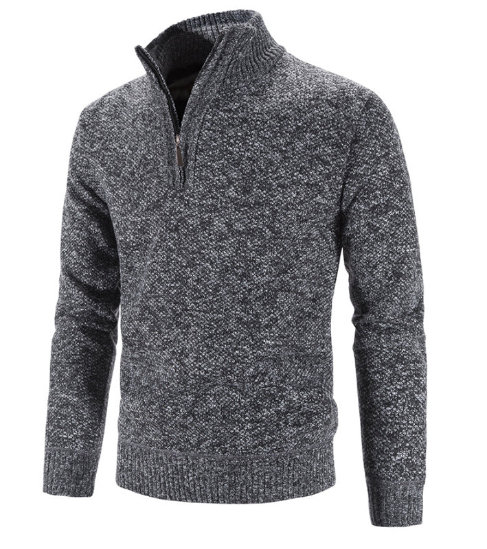 half turtleneck sweater men's zipper sweater slim fit