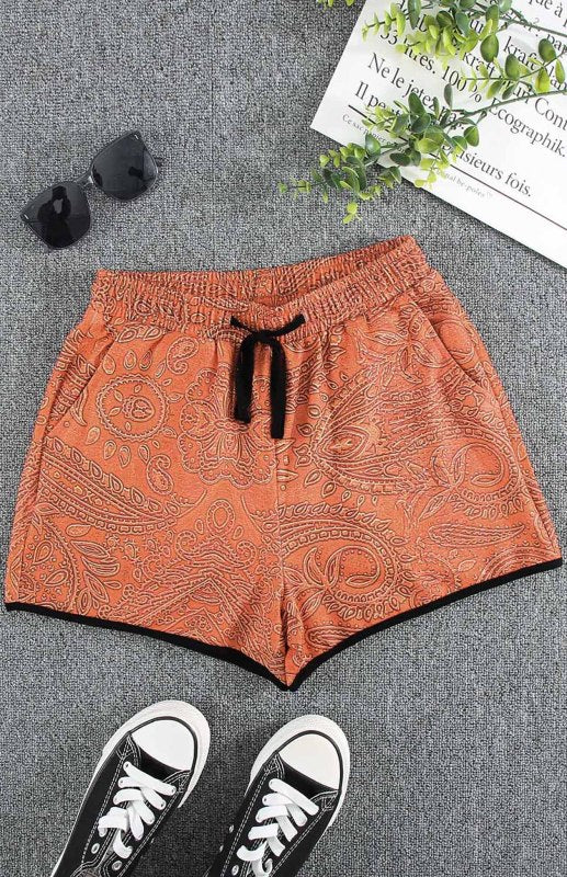 Women's Tribal Print Drawstring Mid Waist Shorts