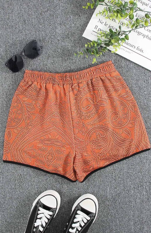 Women's Tribal Print Drawstring Mid Waist Shorts