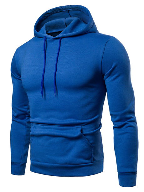 Men's Solid Color Slim Fit Hooded Long Sleeve Sweatshirt
