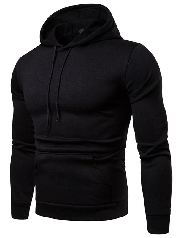 Men's Solid Color Slim Fit Hooded Long Sleeve Sweatshirt