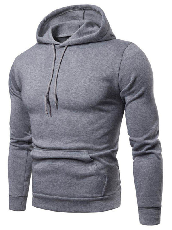 Men's Solid Color Slim Fit Hooded Long Sleeve Sweatshirt