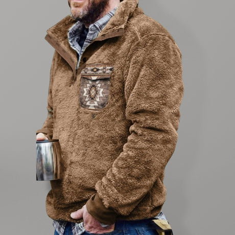 Men’s Faux Fur Quarter Zip Up Sweatshirt