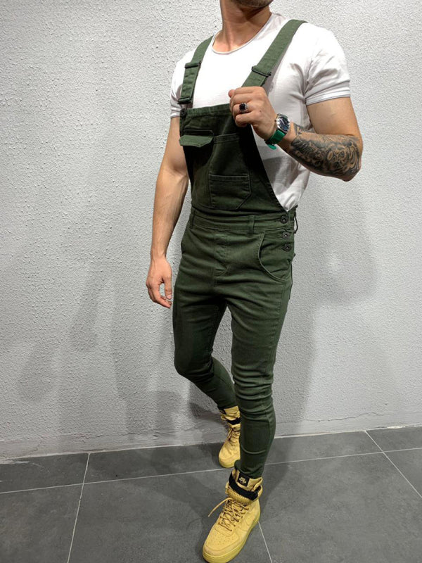 Men's Garment Dyed Denim Carpenter Overalls