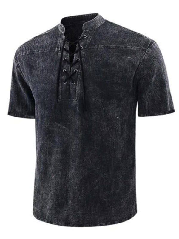 Men's Contrast Lacing Crewneck T-shirt