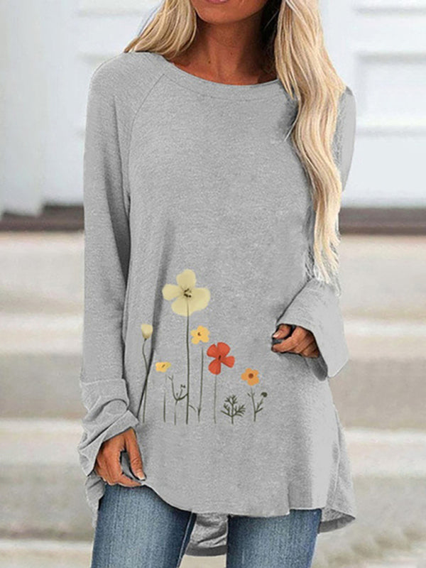 Ladies T-Shirt With Loose Round Neck And Casual Style