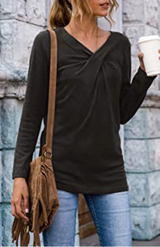 Women's Long Sleeve V Neck T Shirts