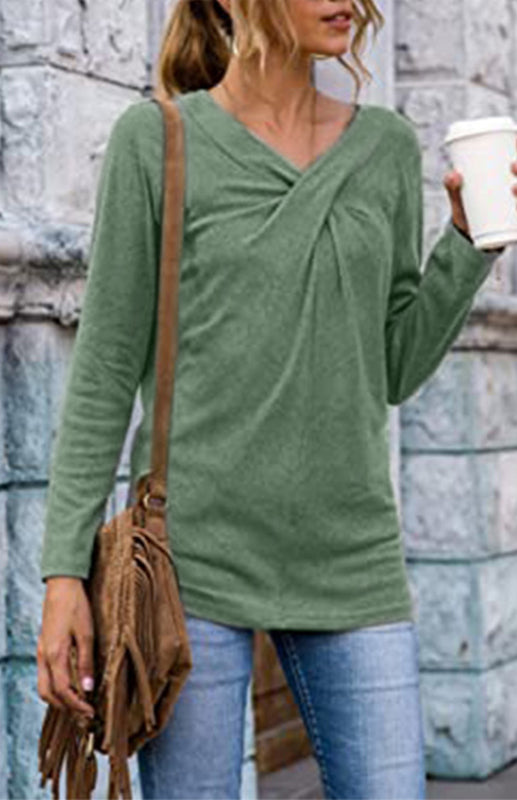 Women's Long Sleeve V Neck T Shirts