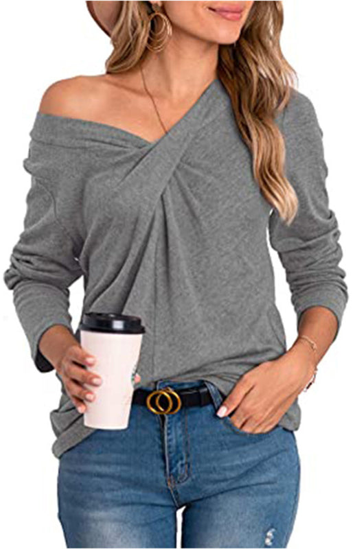 Women's Long Sleeve V Neck T Shirts