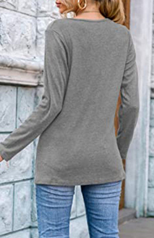 Women's Long Sleeve V Neck T Shirts