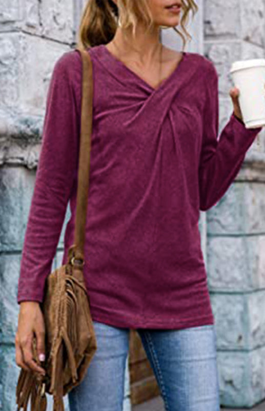 Women's Long Sleeve V Neck T Shirts