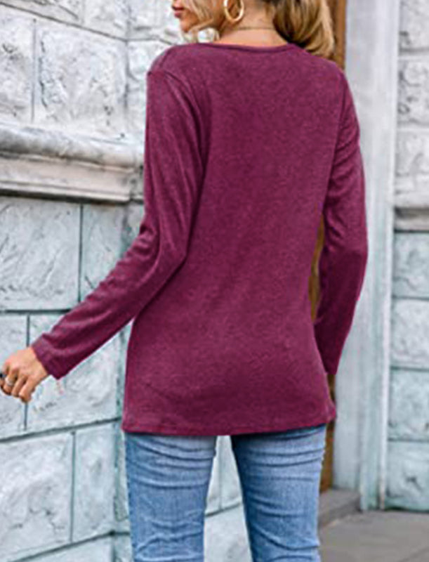 Women's Long Sleeve V Neck T Shirts