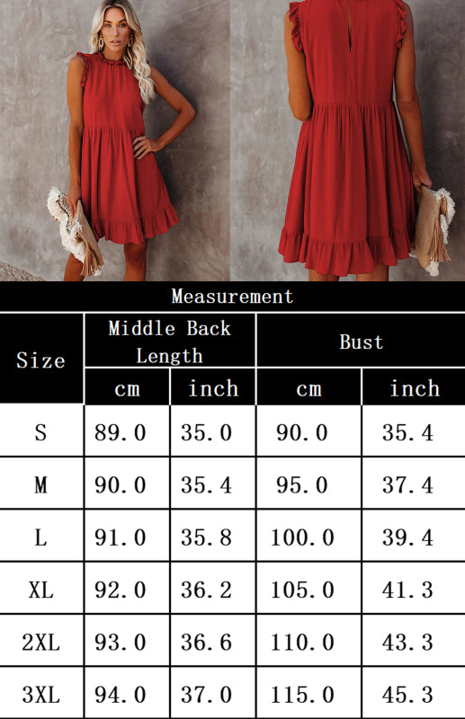Women's Solid Color Ruffled Waist Dress