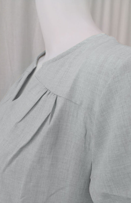 Women's Solid Color Split Neckline Linen Blend Dress