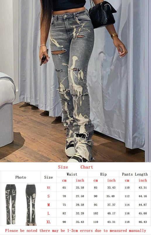Ladies Zip Fly High Waist Washed White Slim Jeans