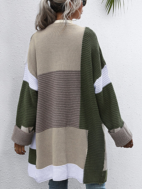 Lazy style thickened autumn and winter long knitted cardigan sweater coat women