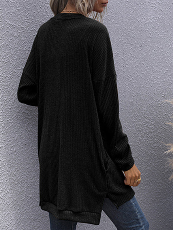 women's long sleeve outerwear knitted v-neck cardigan sweater coat