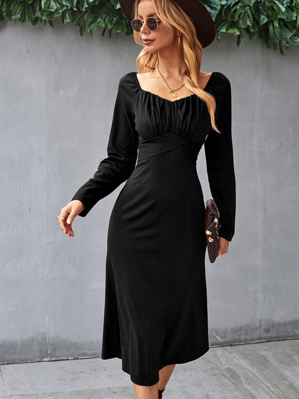 Women's Cinched Neckline Front Cross Maxi Dress