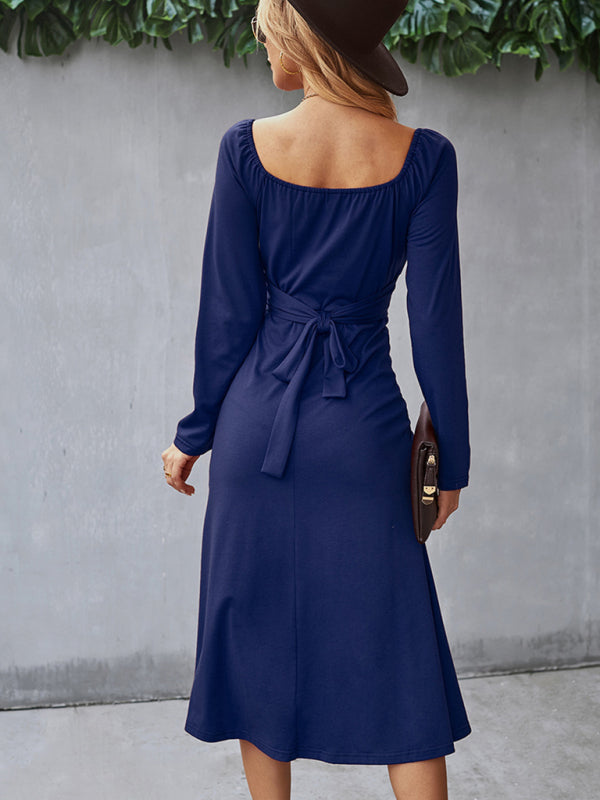 Women's Cinched Neckline Front Cross Maxi Dress