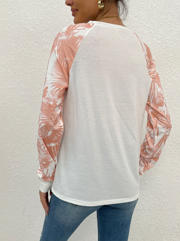 Women's Round Neck Pullover Fashion Patchwork Top