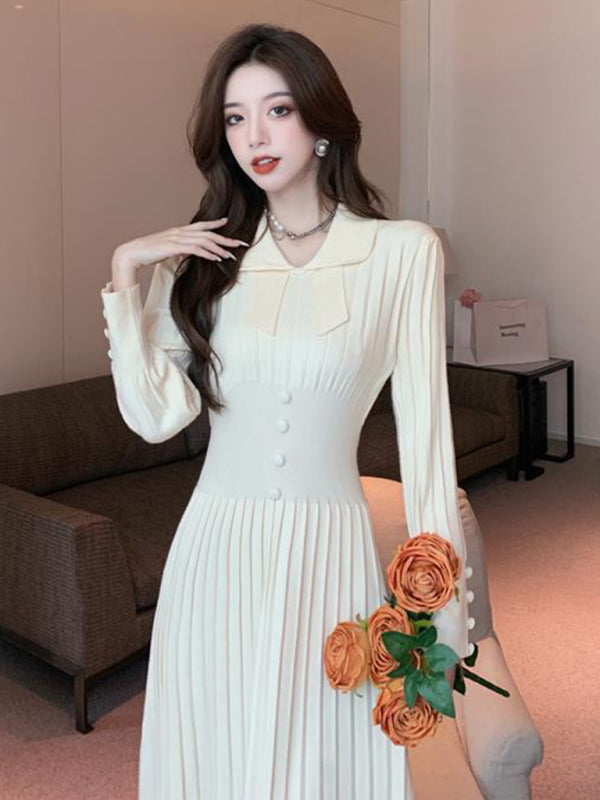 Women's French chic knitted skirt bottoming dress