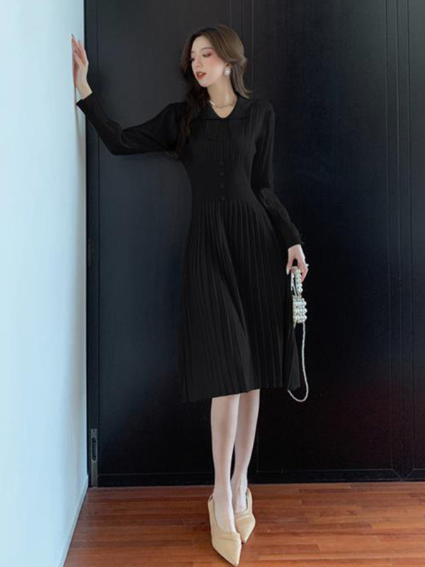 Women's French chic knitted skirt bottoming dress