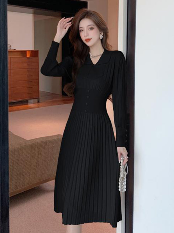 Women's French chic knitted skirt bottoming dress