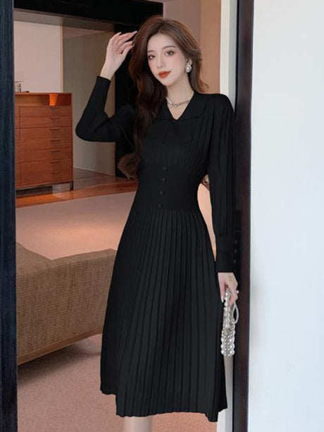 Women's French chic knitted skirt bottoming dress