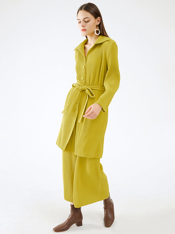 Women’s Blazer And Ribbed Pleats Pants Set Two Piece