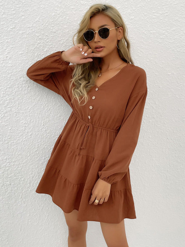 Women's button decorated pullover casual dress