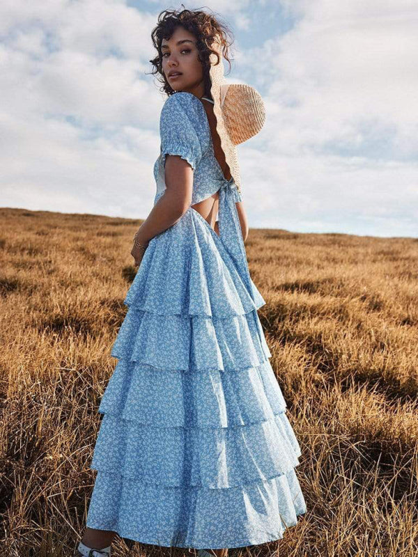 Women’s Smocked Bust Puffy Sleeves Dress