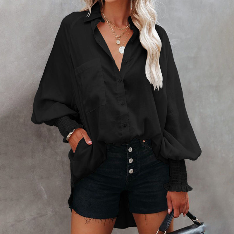 Collar shirt thin medium long stripe casual long sleeve shirt