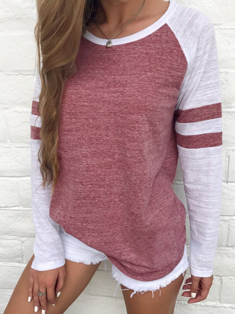 Women’s Colorblock Stripe Long Sleeve T Shirt