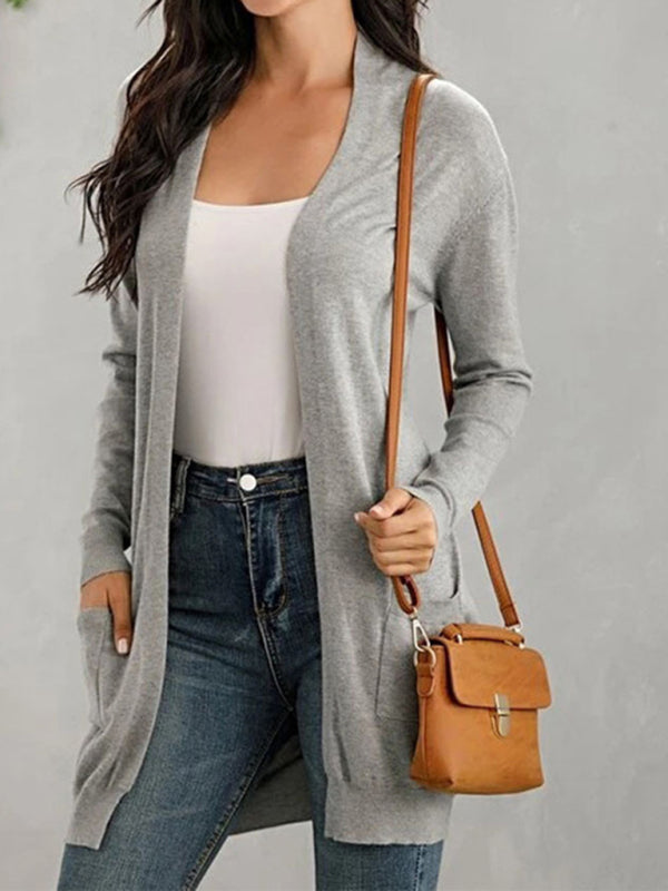 Women's Solid Color Everyday Open Front Cardigan