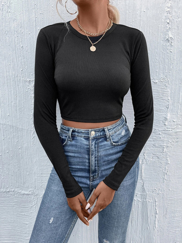 Women's Chic Open Back Knitted T-Shirt