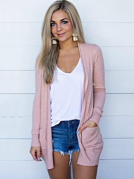 Women's New Tops Long Sleeve Knitted T-Shirt Cardigan