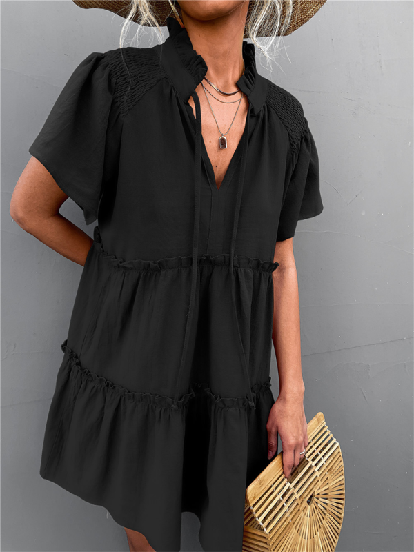 Women's Short Sleeve Tiered Babydoll Dress