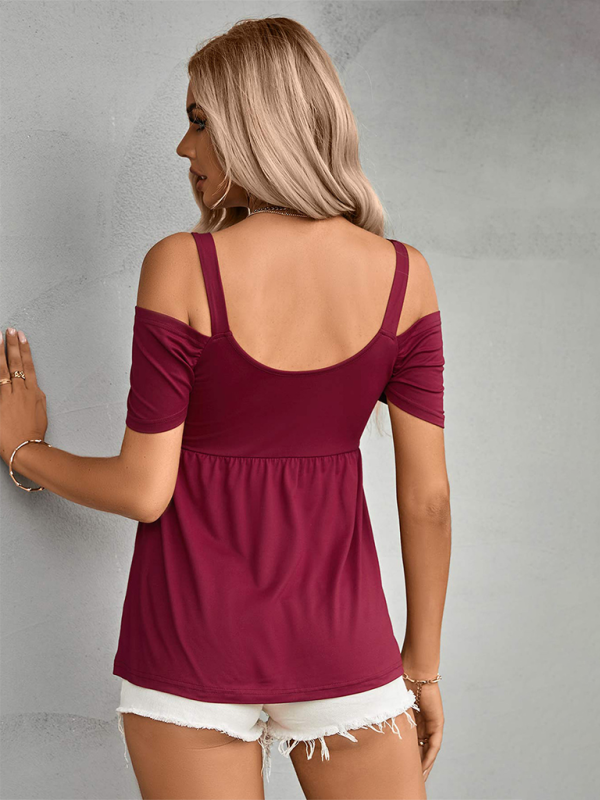 Women's Solid Color Cold Shoulder Twist Camisole Knit Top