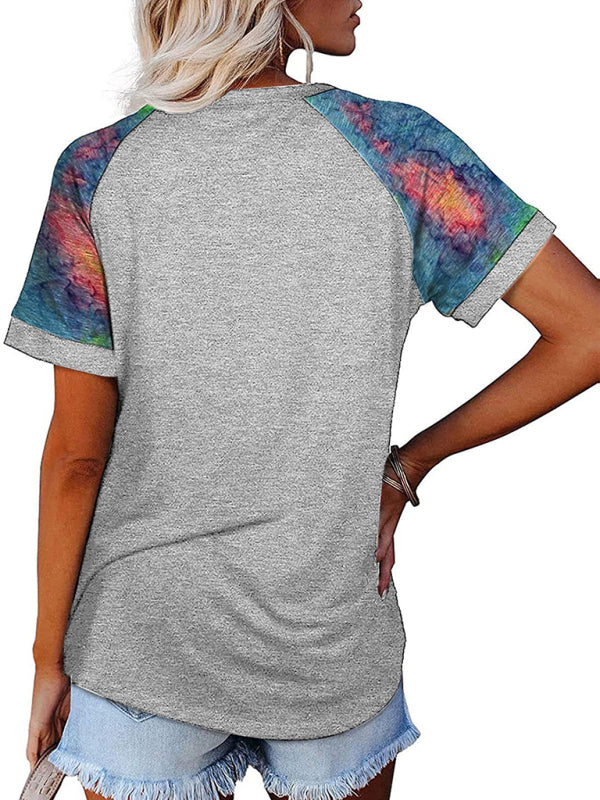 Women's Casual Camouflage Printed Mosaic Round Neck Short Sleeve T-Shirt