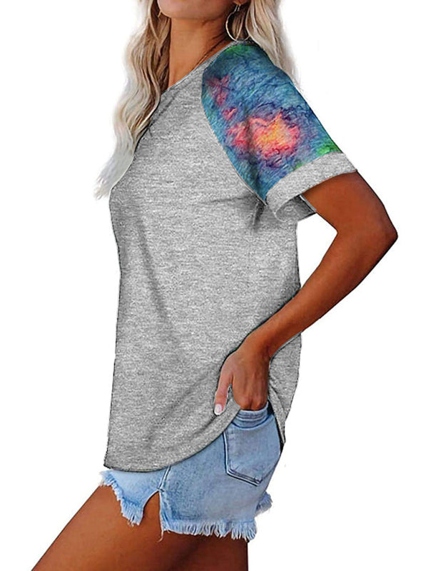 Women's Casual Camouflage Printed Mosaic Round Neck Short Sleeve T-Shirt