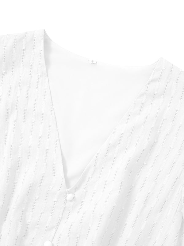 Women's Solid Color embroidered Flutter Sleeve Midi Dress