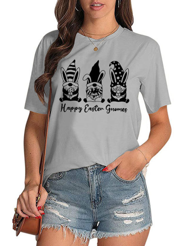 Women's Easter Rabbits Graphic Print Short Sleeve T-shirt