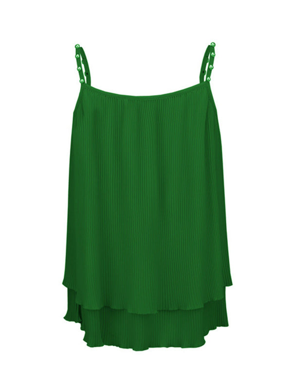 Women's Solid Color Imitation Pearl-embellished Camisole