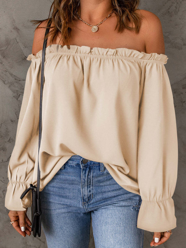 Women's Solid Color Ruffle Off The Shoulder Top