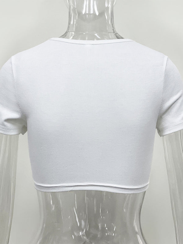 Women's Solid Color Ring Crop Tee